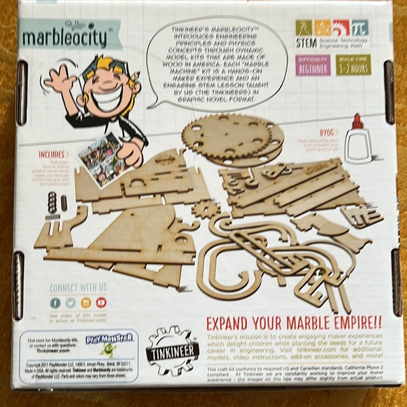 PlayMonster- MARBLEOCITY MINI COASTER MAKER KIT- Wooden STEM Project- NWT - Picture 3 of 5
